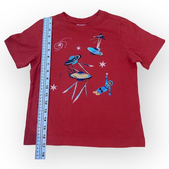 Hanna Andersson Space Themed Orange Cotton T-Shirt Short Sleeves Size Boy US 4 - Picture 8 of 13